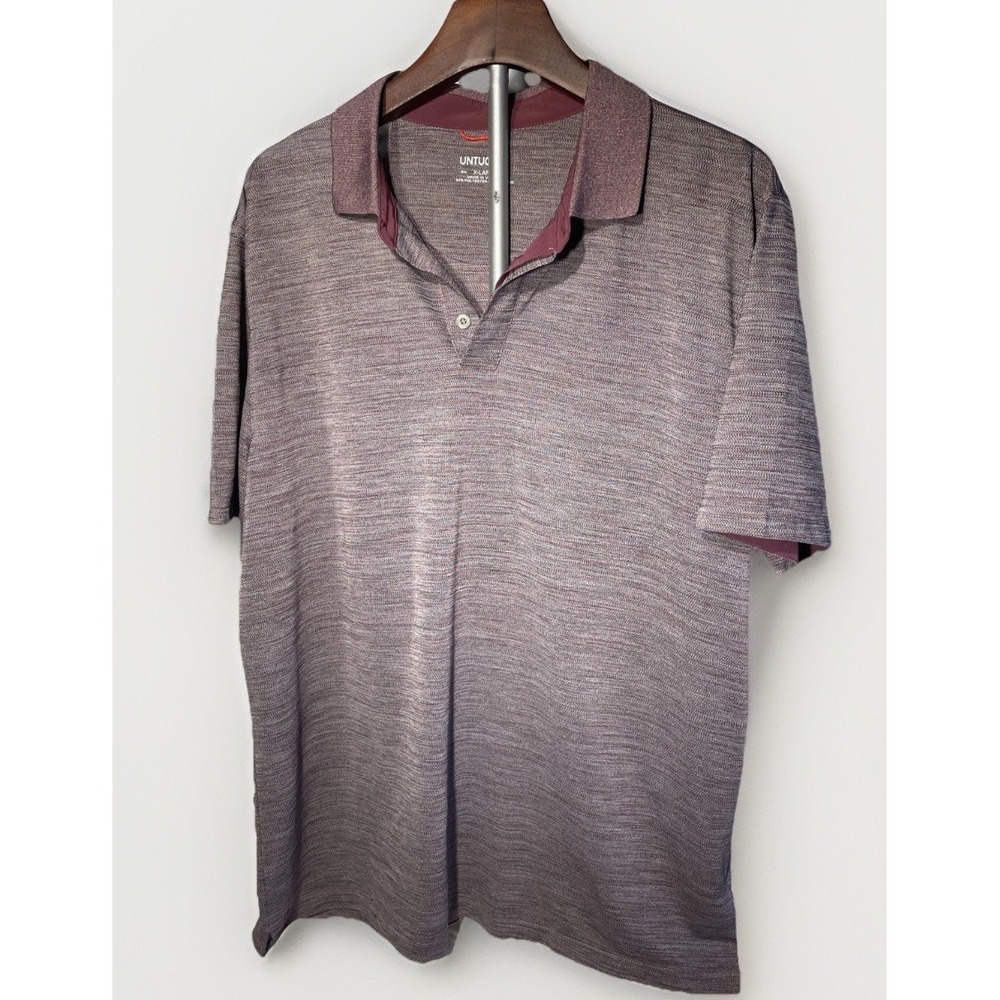 Untuckit purple gray heather Hannifer short sleeve golf polo shirt XL Men